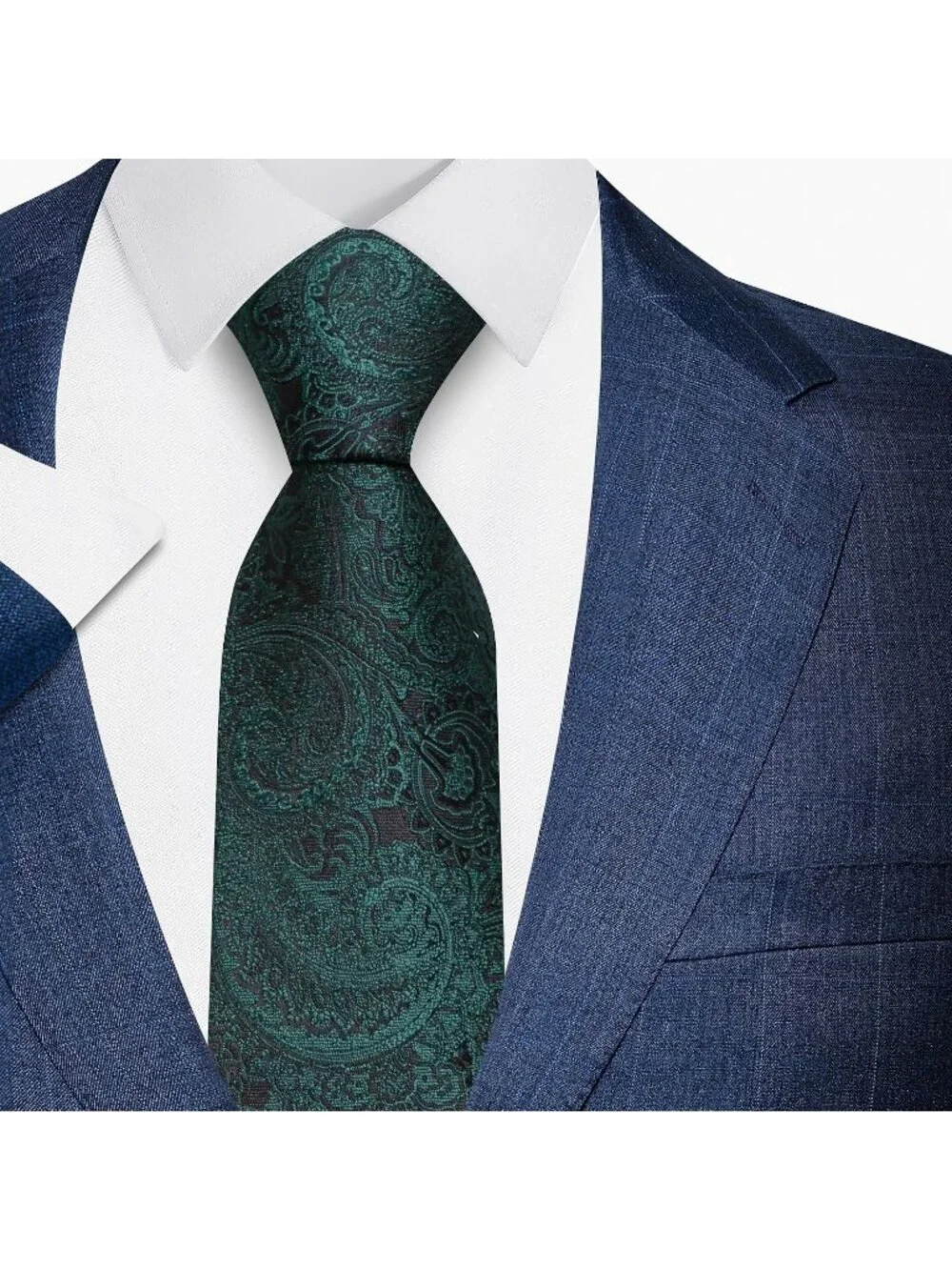 🆕Men Green 100%Microfiber Paisley Slim Formal Classic Necktie For Wedding Dress
